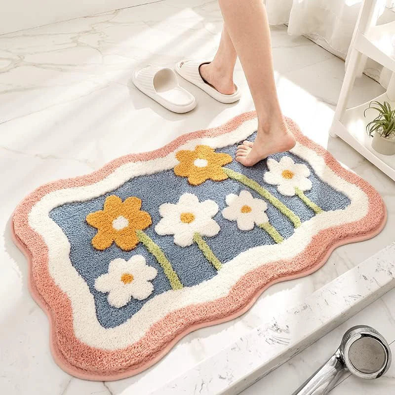 Floral soft non-slippery bathmat