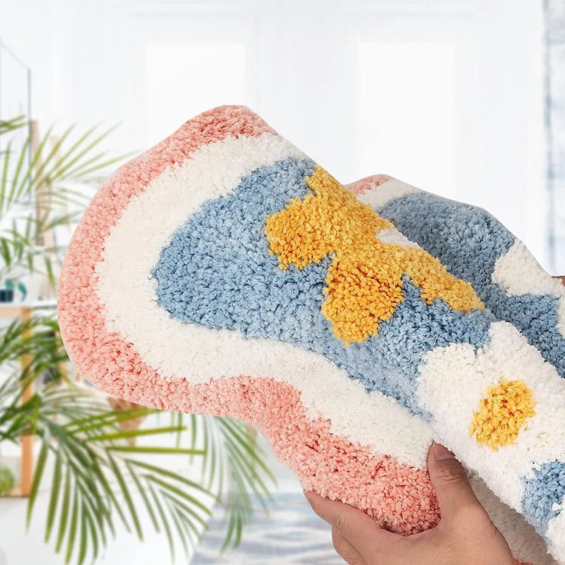 Floral soft non-slippery bathmat