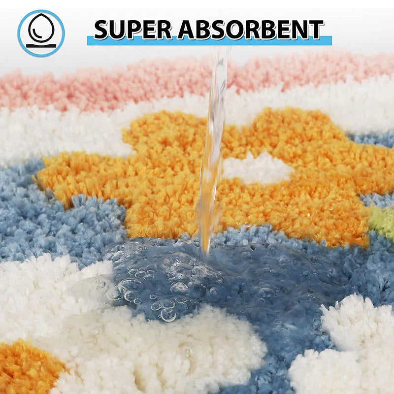 Floral soft non-slippery bathmat