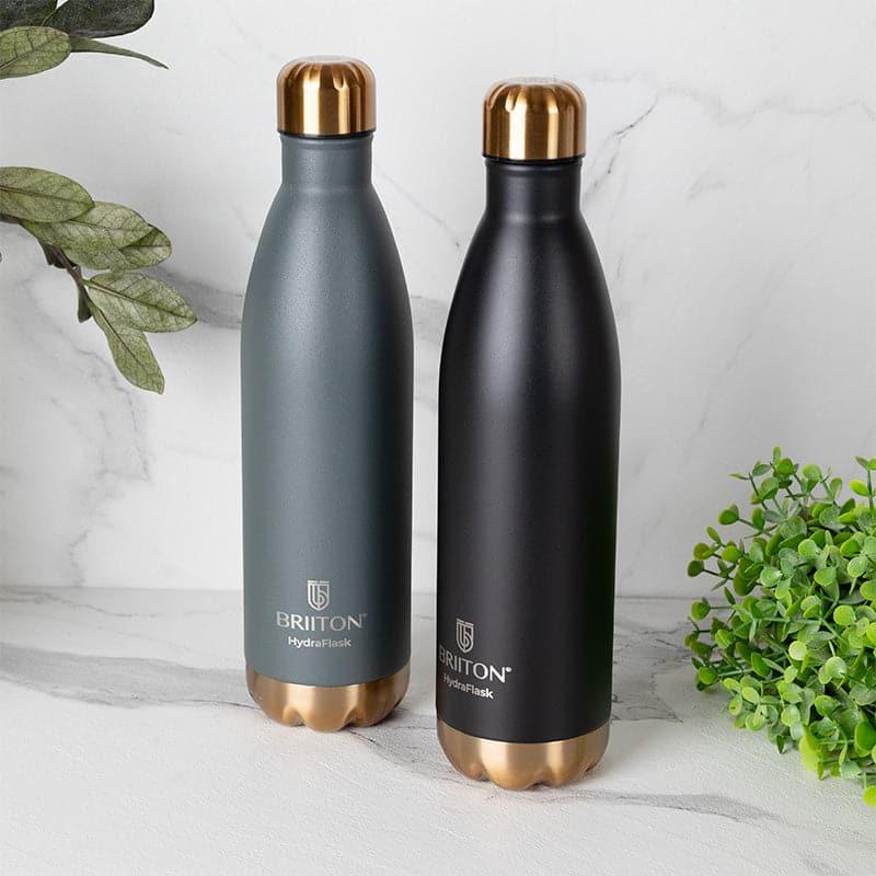 Ferusa 750 ML Insulated Stainless Steel Thermos Bottles - Hot & Cold, Grey & Black (Set of 2)